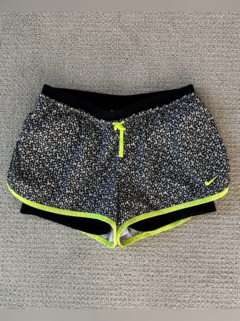 Nike Black & Neon Yellow Running Shorts
